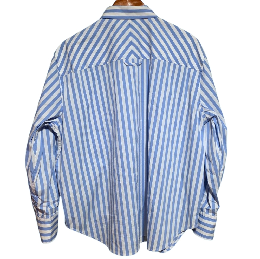 AYR The Deep End Button Down Shirt in Blue and White Stripe Size Large - Picture 3 of 4